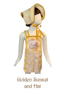 Golden Sunsuit and Hat, Size 1