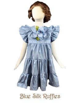 Blue Silk Ruffles, Size 4