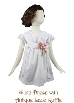 White Dress with Antique lace, Size 3
